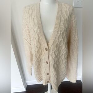 American Eagle Oversized Cream Textured Cardigan Sweater L